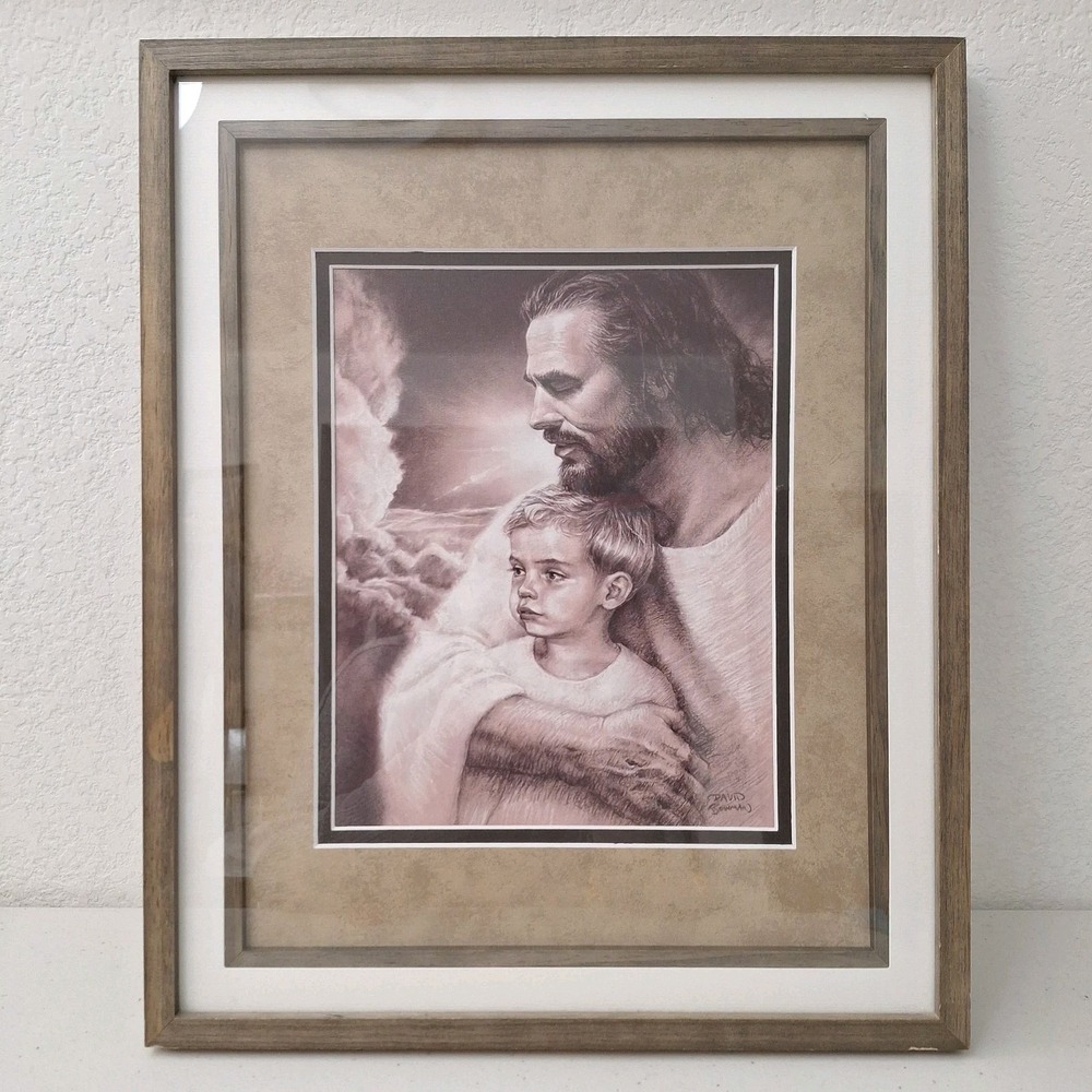 Vintage "Forever" Jesus & Child Religious Print Professionally Framed 17" x 14"